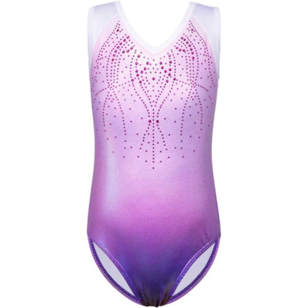 Gymnastics Dance Leotard BAOHULU Purple Large Child Metallic Acro Lycra Rhinest